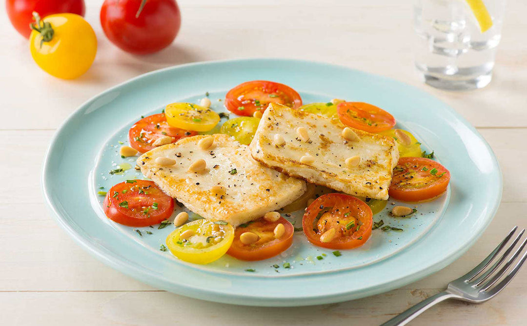 FRIED HALLOUMI AND TOMATO SALAD