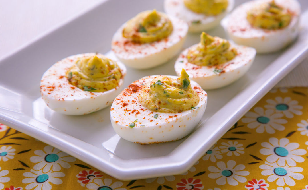 DEVILED EGGS WITH SHALLOTS & CAPERS