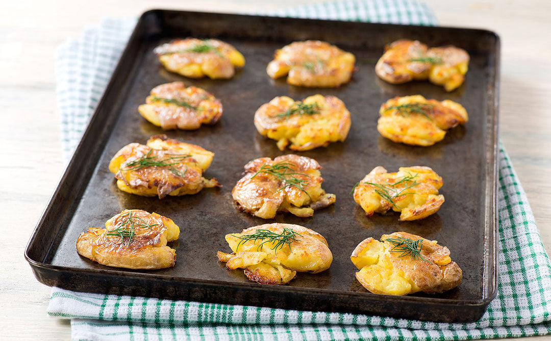 GARLIC SMASHED POTATOES
