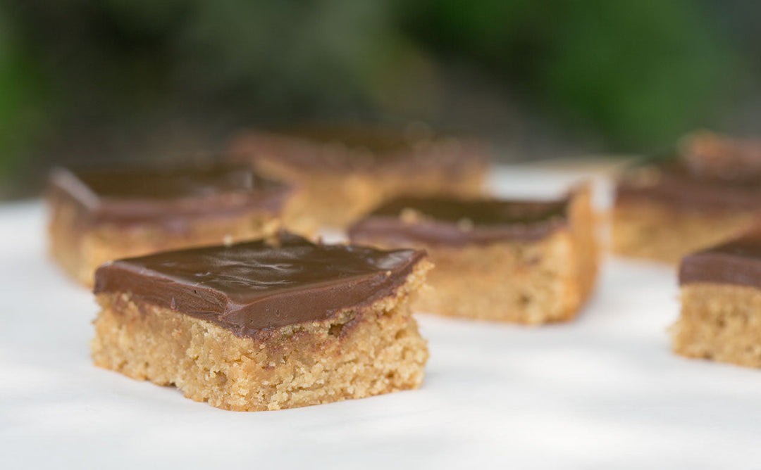PEANUT BUTTER BARS WITH CHOCOLATE GLAZE