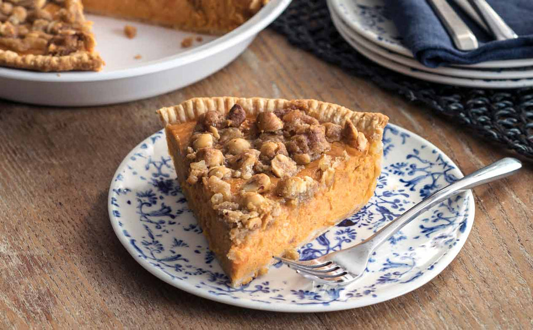 SWEET POTATO PIE WITH HAZELNUT STREUSEL